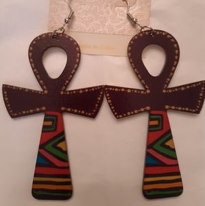 Fashion Jewelry Ankh Kenta Print Earrings